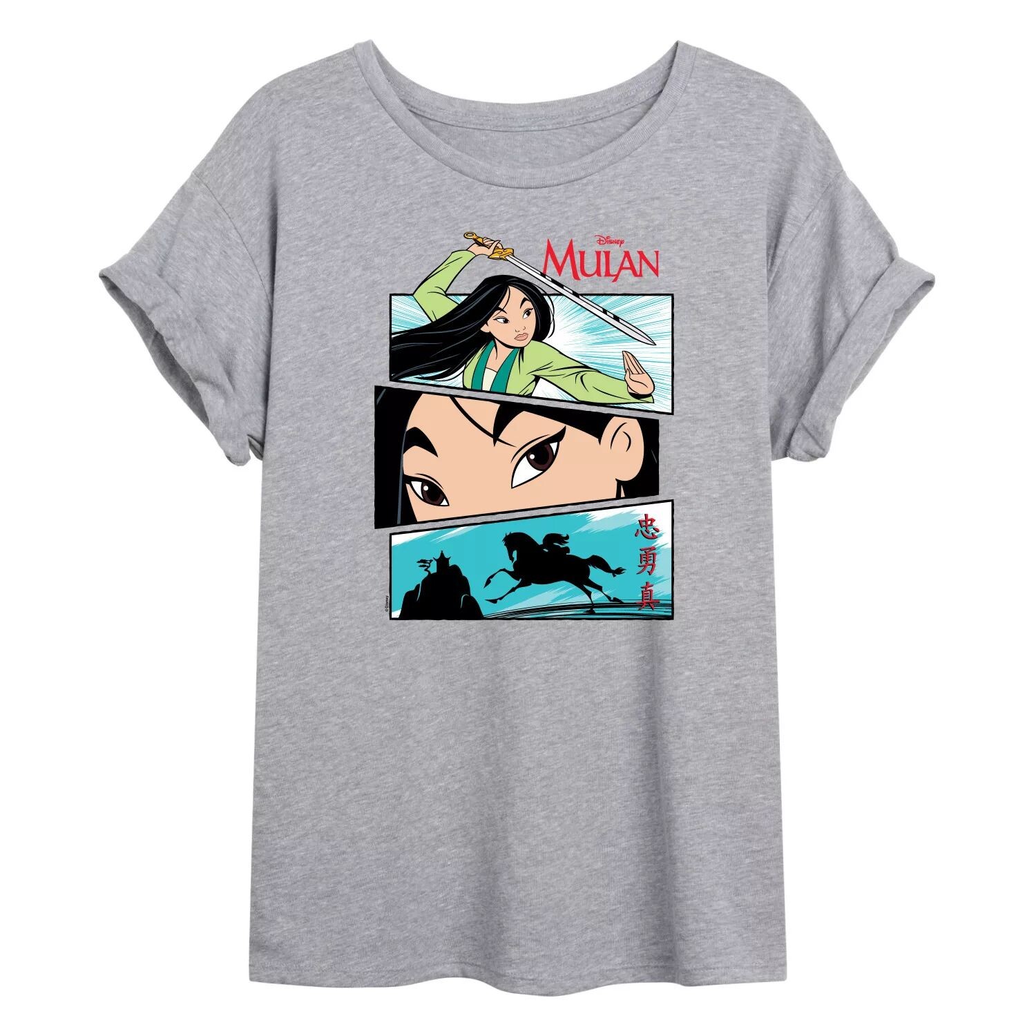 

Струящаяся футболка с изображением комиксов Disney's Mulan Juniors Licensed Character, серый