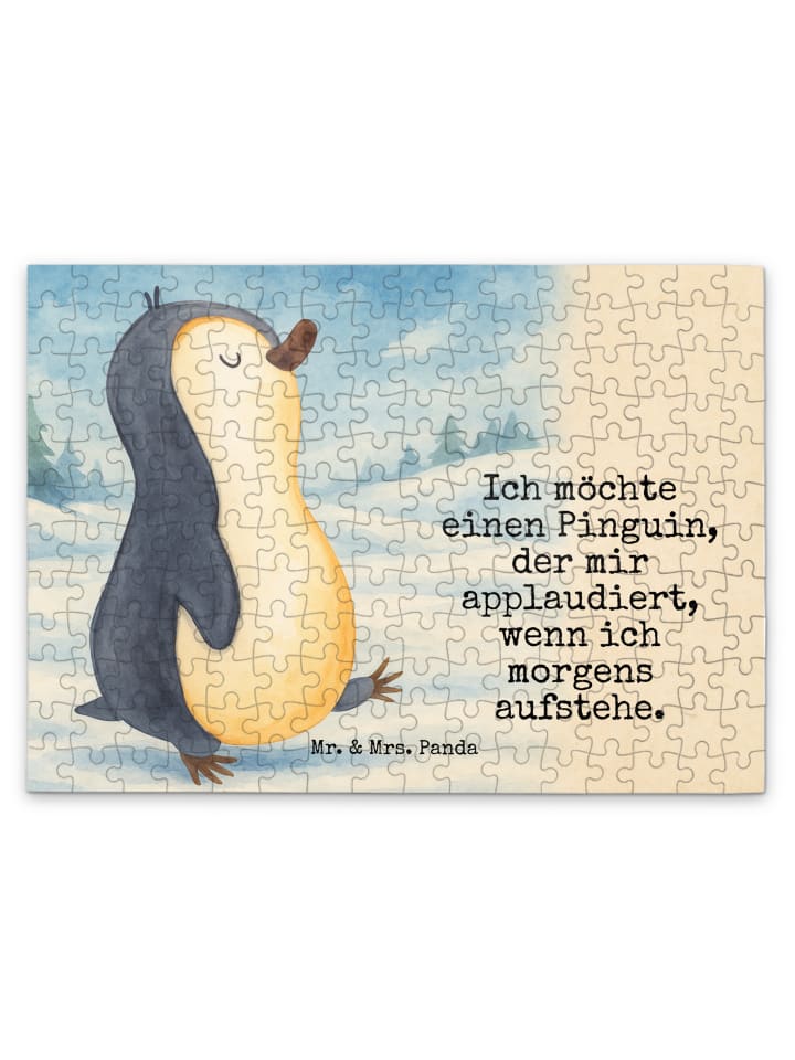 

Mr. & Mrs. Panda Изображение пингвина-пазла с сердечком и надписью белого цвета
