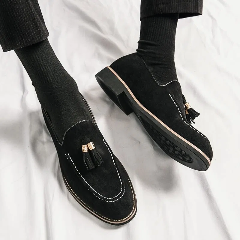 Лоферы кожаные Mens Suede Leather Casual Slip On Loafer Shoe, Black UOPYNE — фото 2