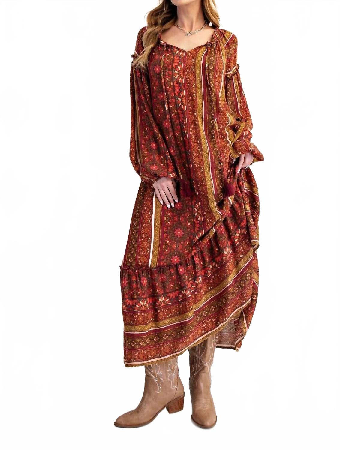 

Многоярусное макси-платье с цветочным принтом коричневого цвета Easel, коричневый