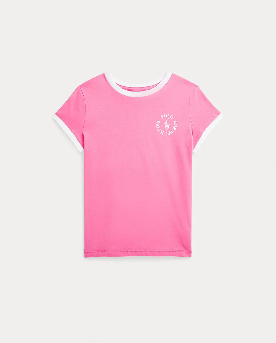 

Футболка для девочки из хлопка с короткими рукавами Polo Ralph Lauren, розовый