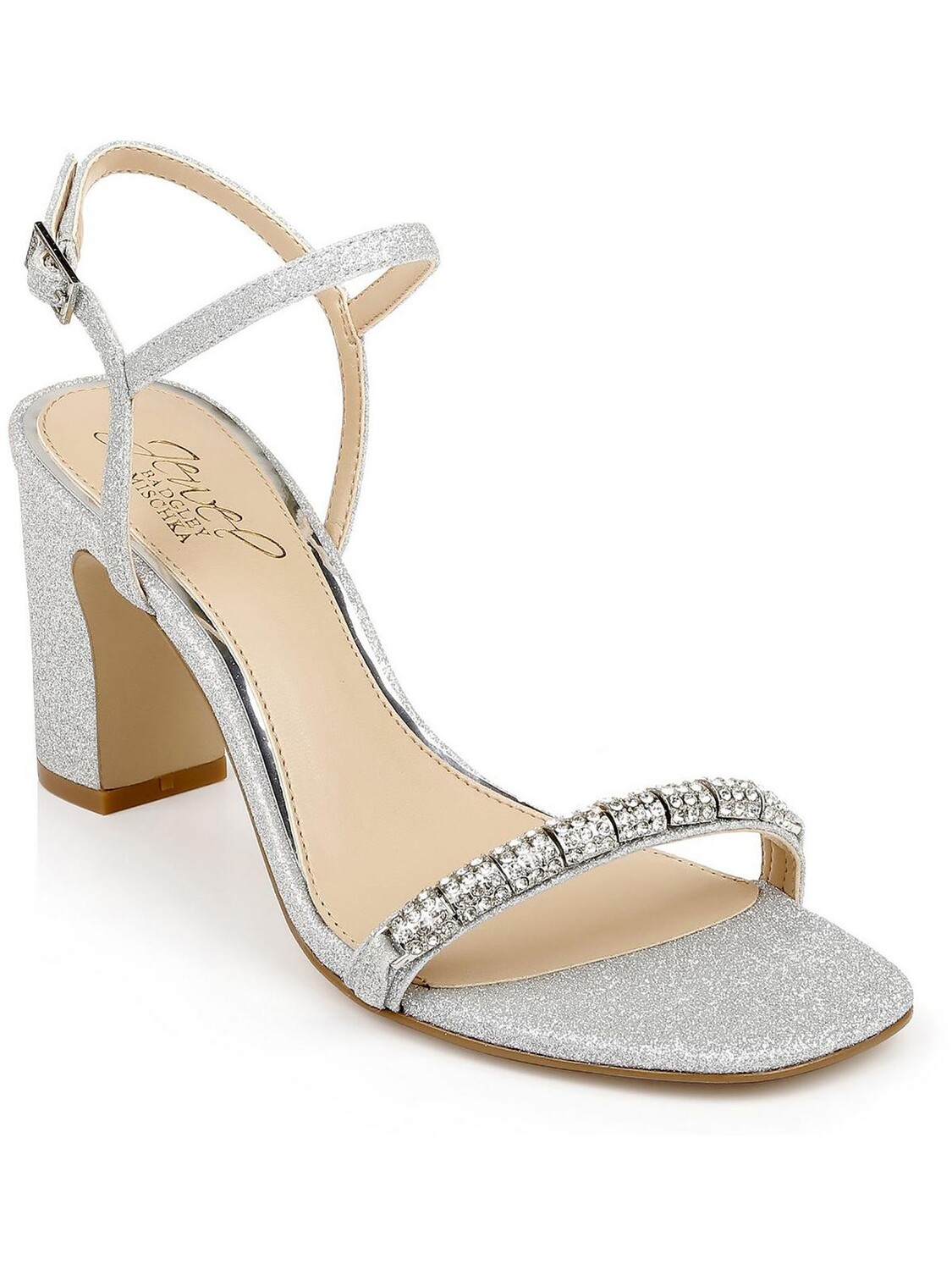 

CHARLEE Женские нарядные туфли с открытым носком Jewel Badgley Mischka, цвет Silver Glitter