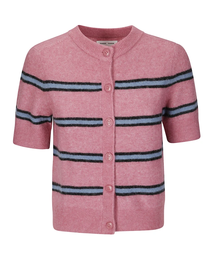 

Полосатый шерстяной кардиган с застежкой на пуговицы. Samsã¸E Samsã¸E, розовый