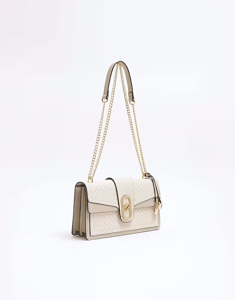 

Сумка через плечо River Island Monogram бежевого цвета - светлая