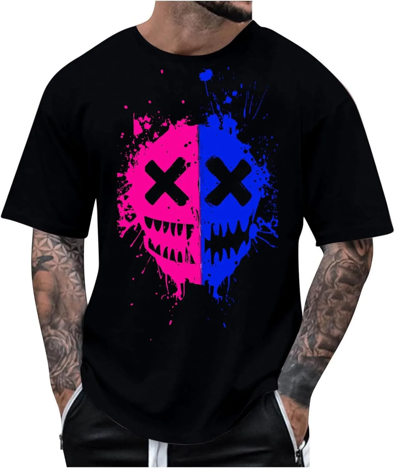 

Футболка с принтом X-Eyes-Face, скелет, oversize Uillui