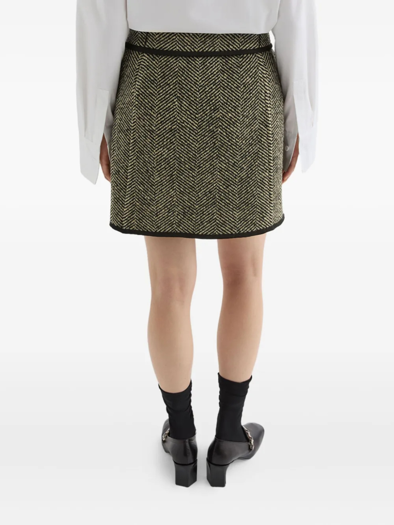 Jil Sander мини-юбка с узором в елочку, зеленый — фото 2