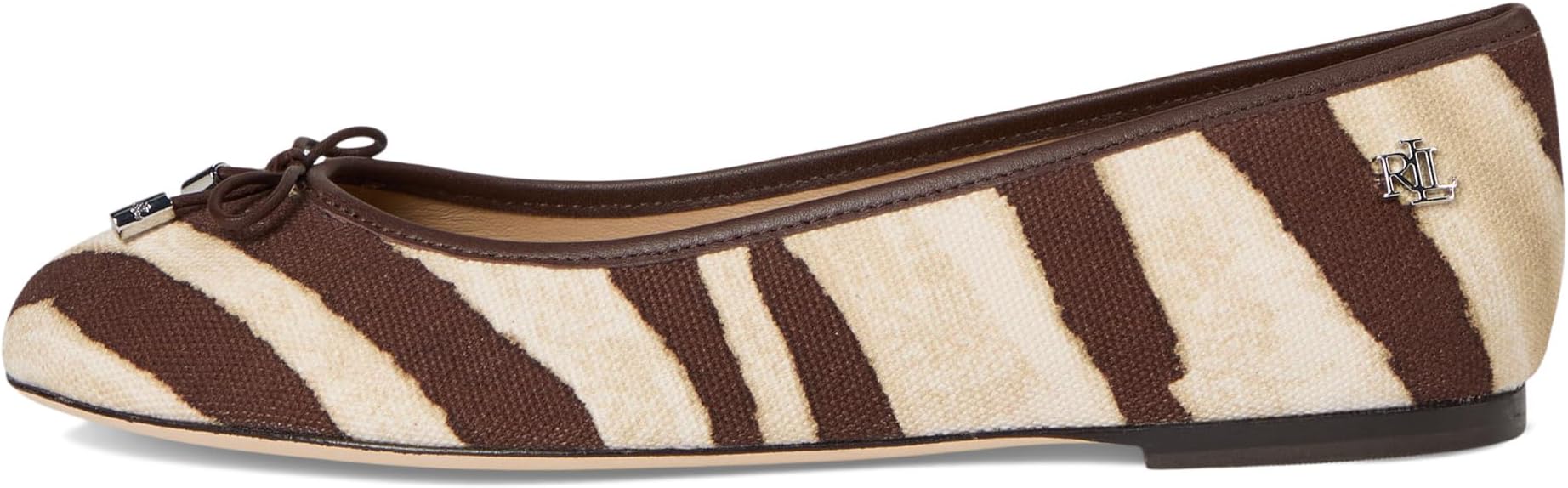 Балетки Lauren Ralph Lauren Jayna Zebra-print Canvas Flats, цвет Zebra/Dark Hickory — фото 4