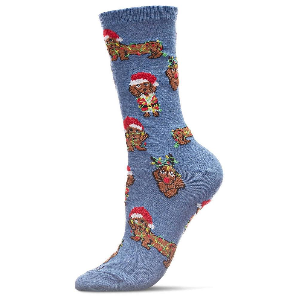 

Носки Lit Dachshund Holiday Light Crew MeMoi, цвет Denim Heather