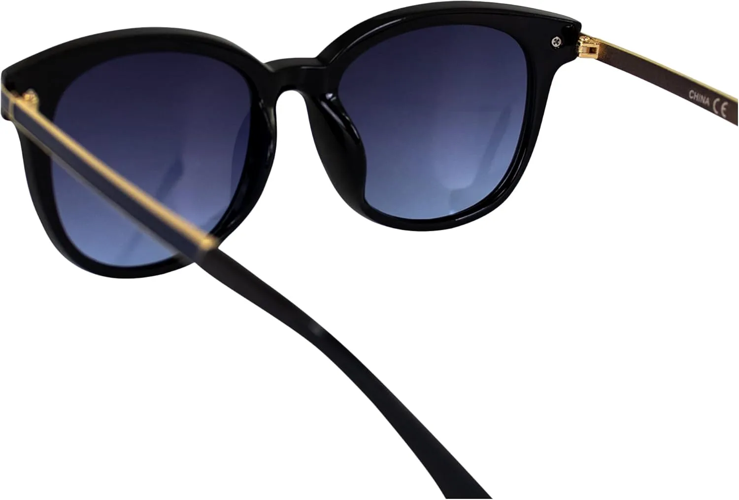 

Женские солнцезащитные очки AlterImage Allure Fashion Retro в черной оправе с двухцветными металлическими дужками и градиентными синими линзами, Black-blue