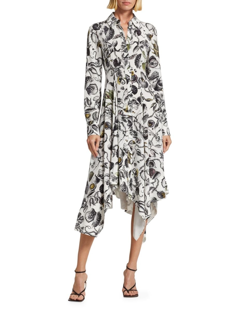 

Платье-рубашка из шелкового платка с цветочным рисунком Jason Wu Collection, цвет White Multicolor