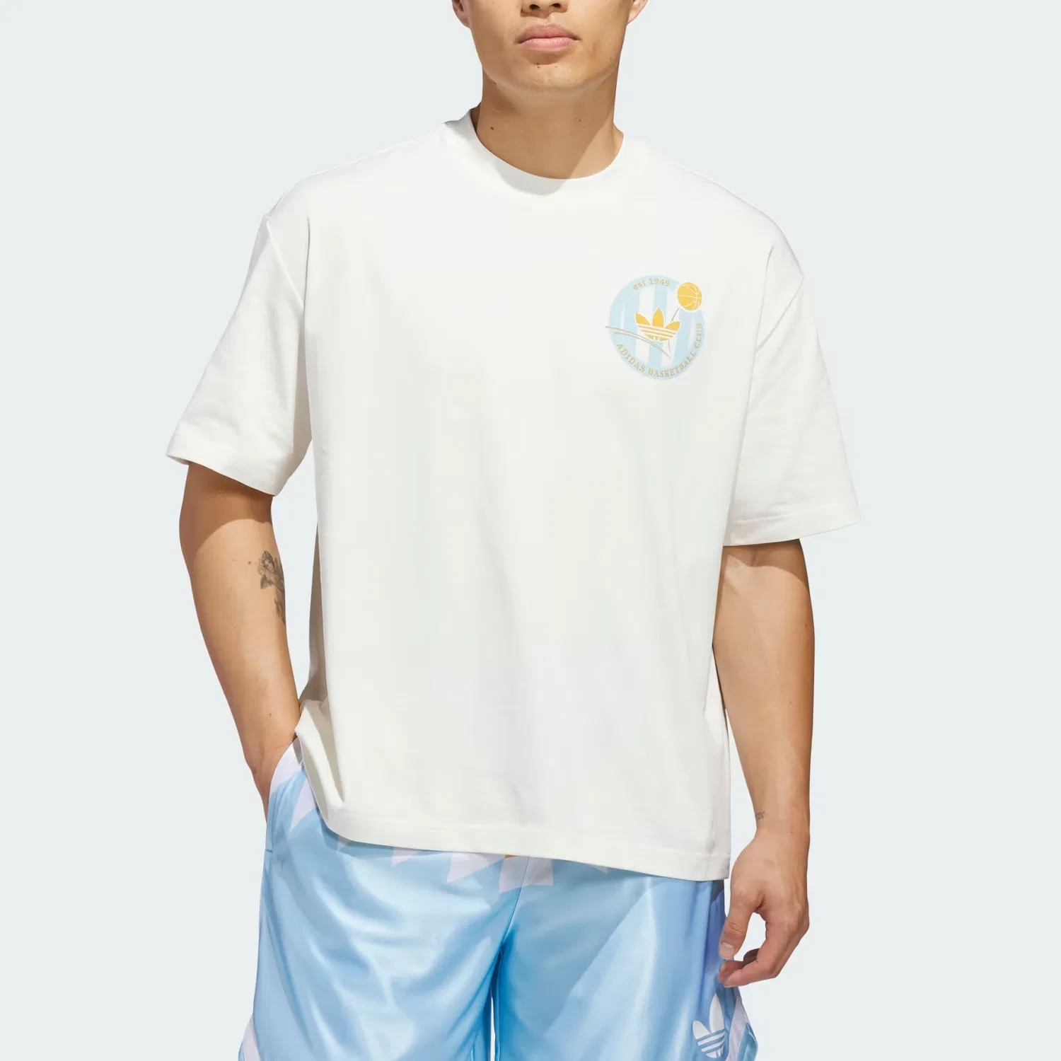 Футболка Unisex Adidas Originals, Ecru/Ice Blue — фото 4
