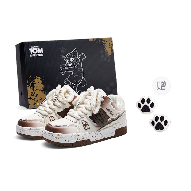 

TALKING TOM Теплые утепленные устойчивые к износу нескользящие низкие скейтбордские кроссовки унисекс White Tea Brown с обновленной пряжкой