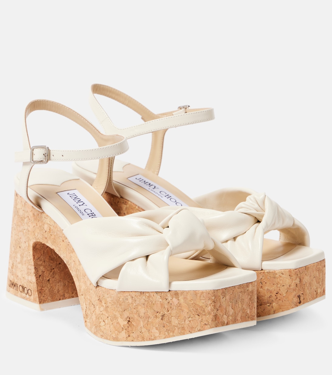Босоножки на платформе из кожи Heloise 95 Jimmy Choo, Latte