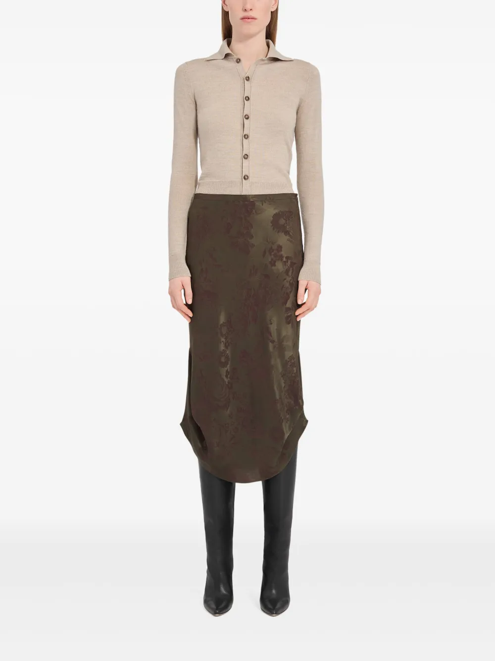 

Юбка миди из жаккарда MM6 Maison Margiela, коричневый