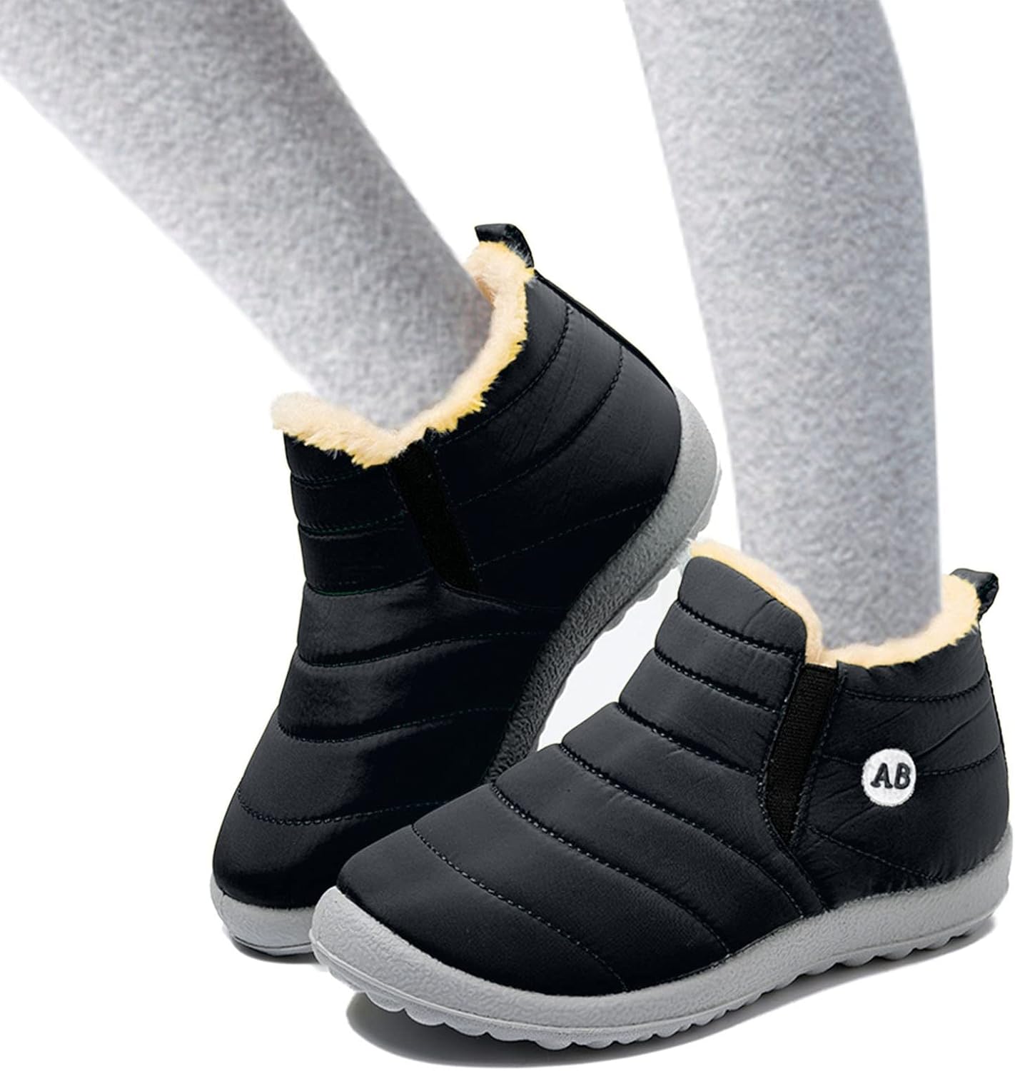 

No Brand Детские зимние сапожки с меховой подкладкой, теплые ботильоны на липучке, водонепроницаемые уличные ботинки, удобная обувь для детей (розовые, 32)