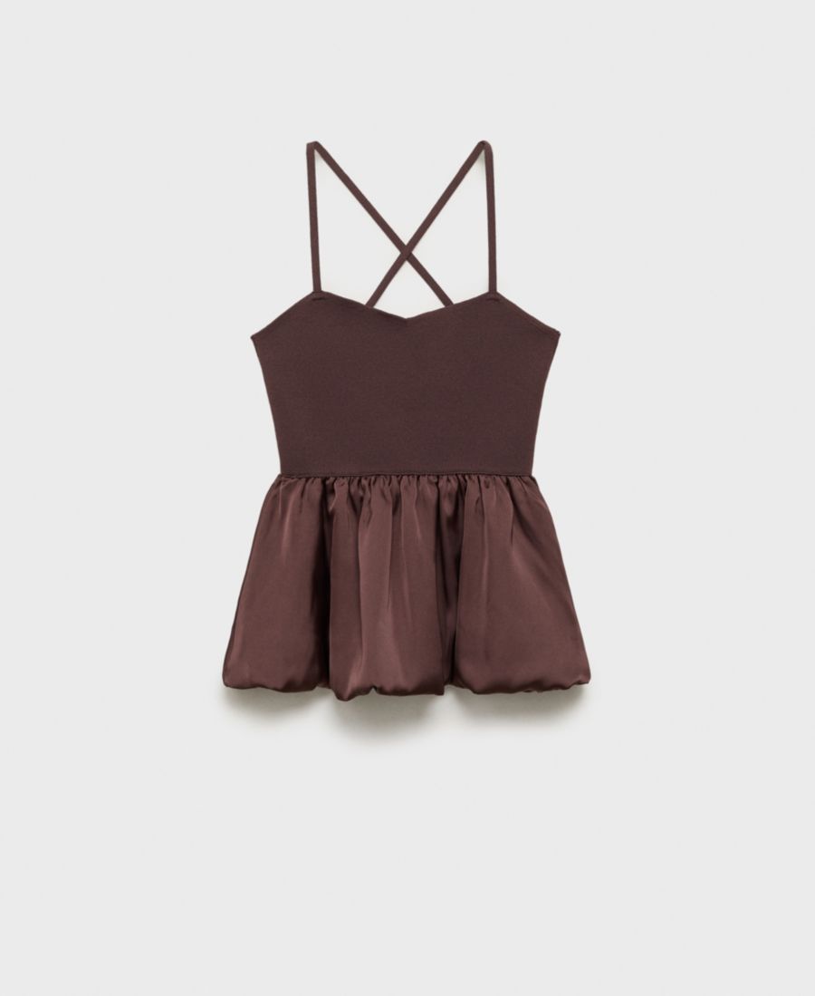 

Женский топ из комбинированной ткани с перекрестной спинкой MANGO, Brown