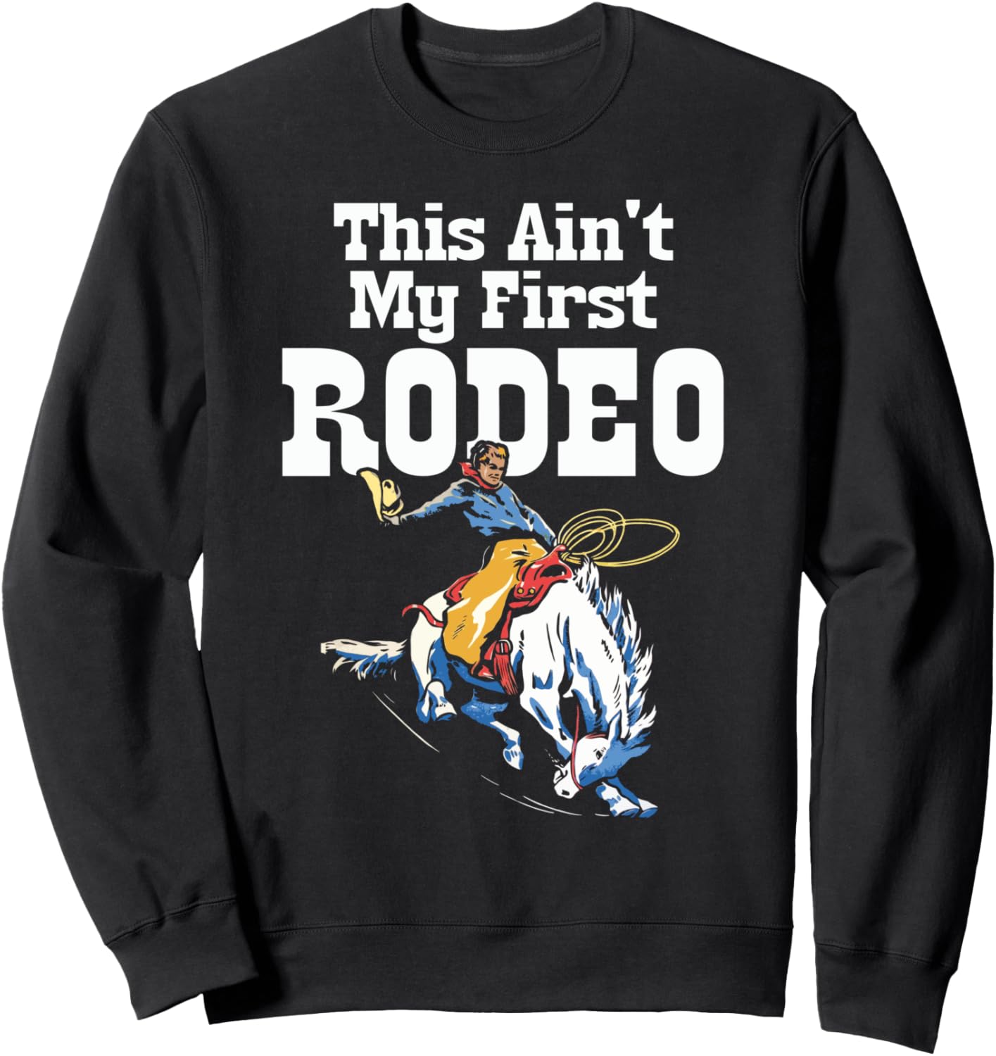 

Забавная винтажная толстовка в стиле вестерн «Это не первое мое родео» с изображением дикого коня, черная Festy Rave Tees