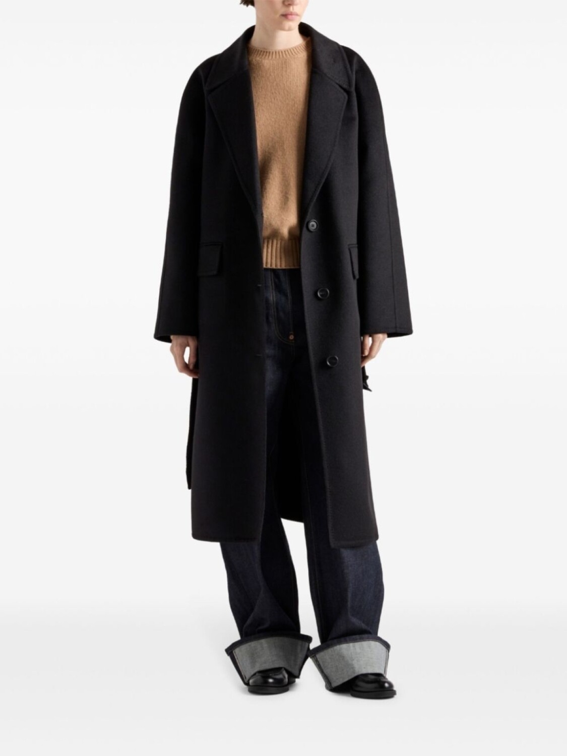 Пальто Prada однобортное, черный