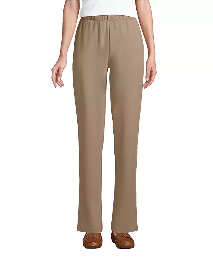 

Женские спортивные трикотажные брюки с высокой посадкой Lands' End, коричневый/бежевый