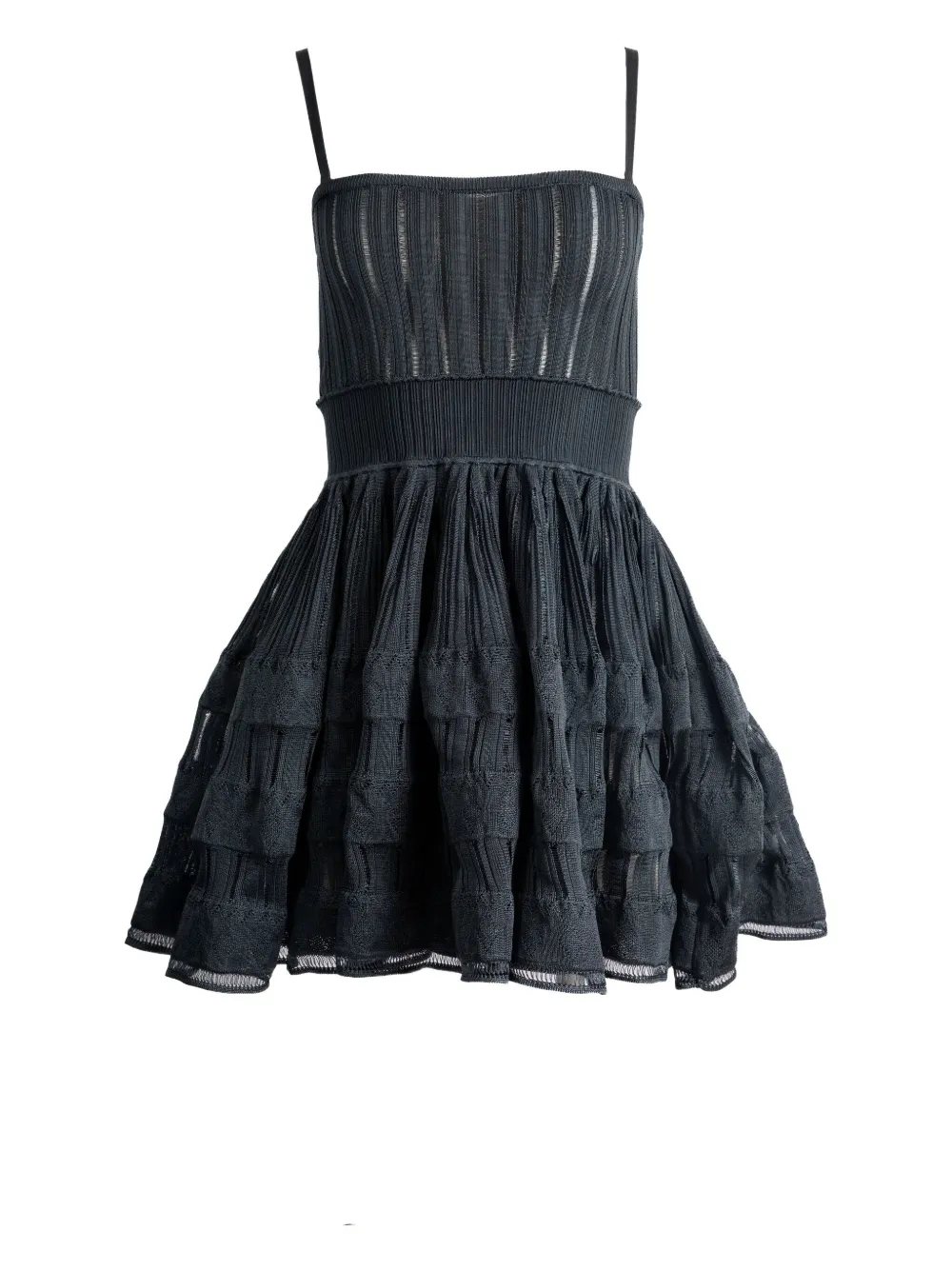 

Многослойное мини-платье в рубчик Alaïa, серый