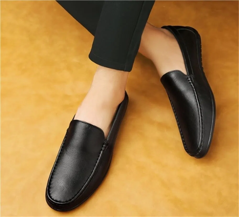 Мокасины Leather Loafers Slip-On Breathable Black DHFIRUFSHLO — фото 4