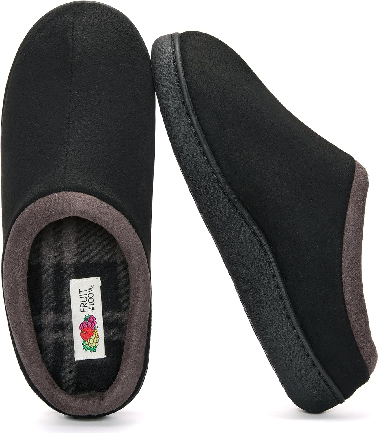 

Мужские тапочки Fruit of the Loom с мемори-пеной - сабо из микроткани - для дома и улицы, можно стирать в машине, удобные тапочки, черный