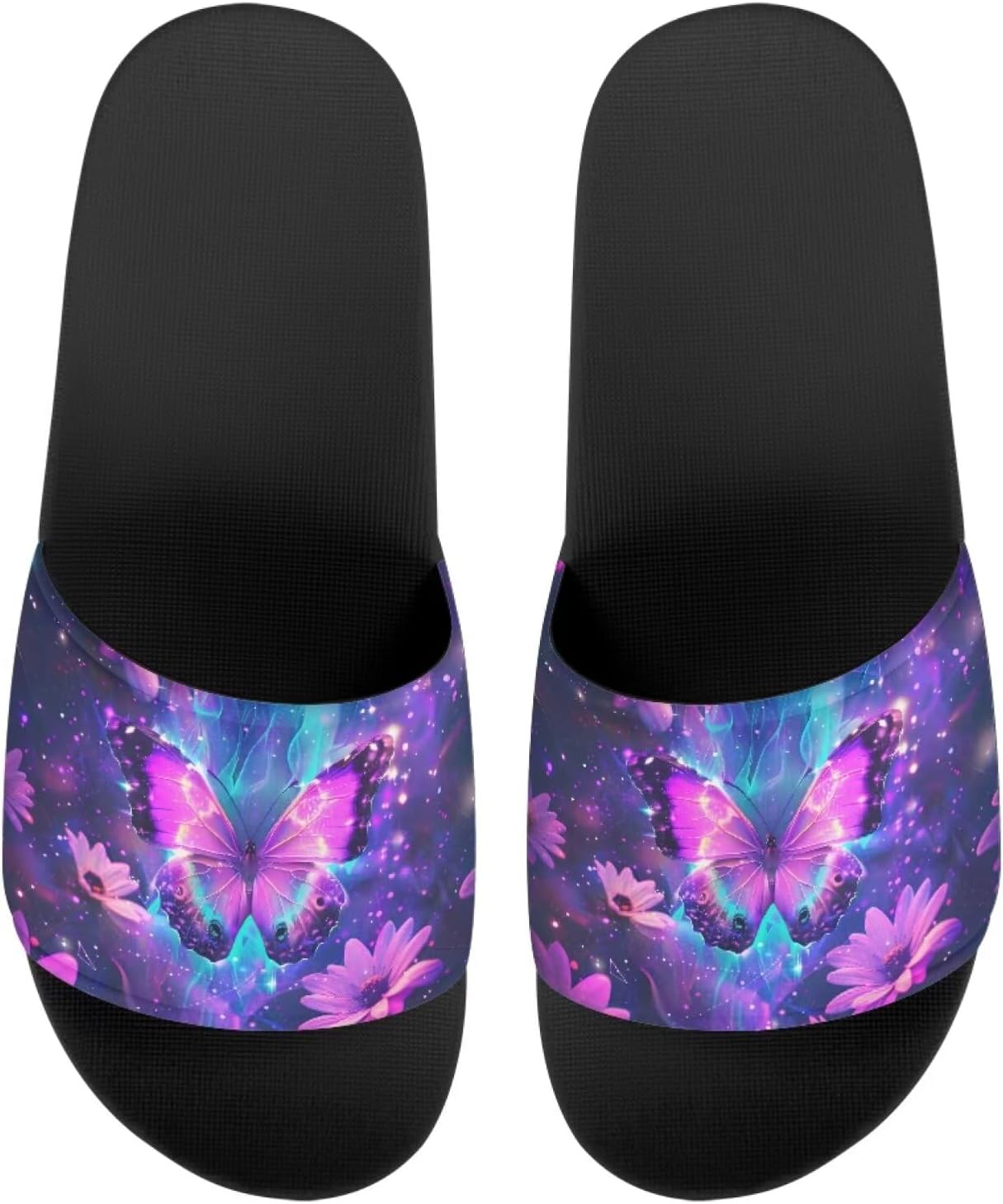 

Женские шлепанцы с цветочным принтом, легкие повседневные босоножки с нескользящей подошвой для лета Getelinseng, Neon Butterfly Daisy