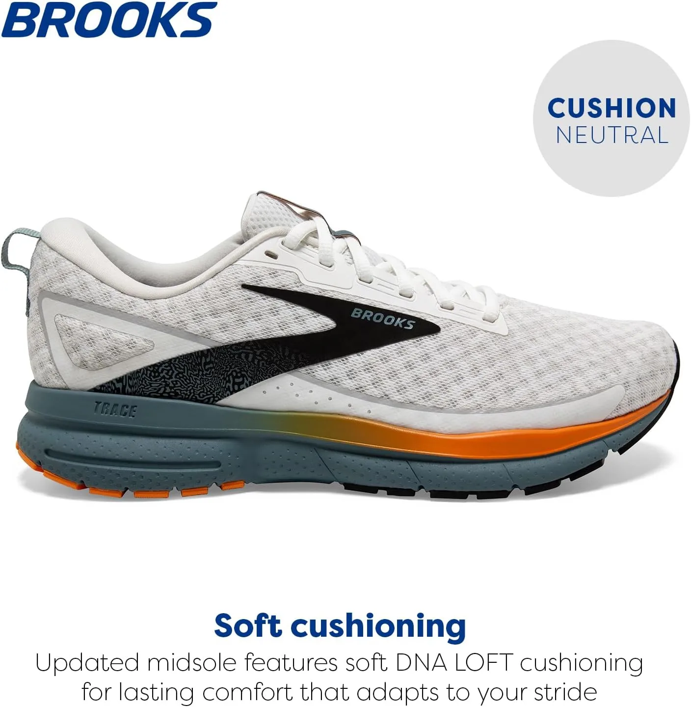 Мужские кроссовки Brooks Trace 3, белый/синий/оранжевый — фото 2