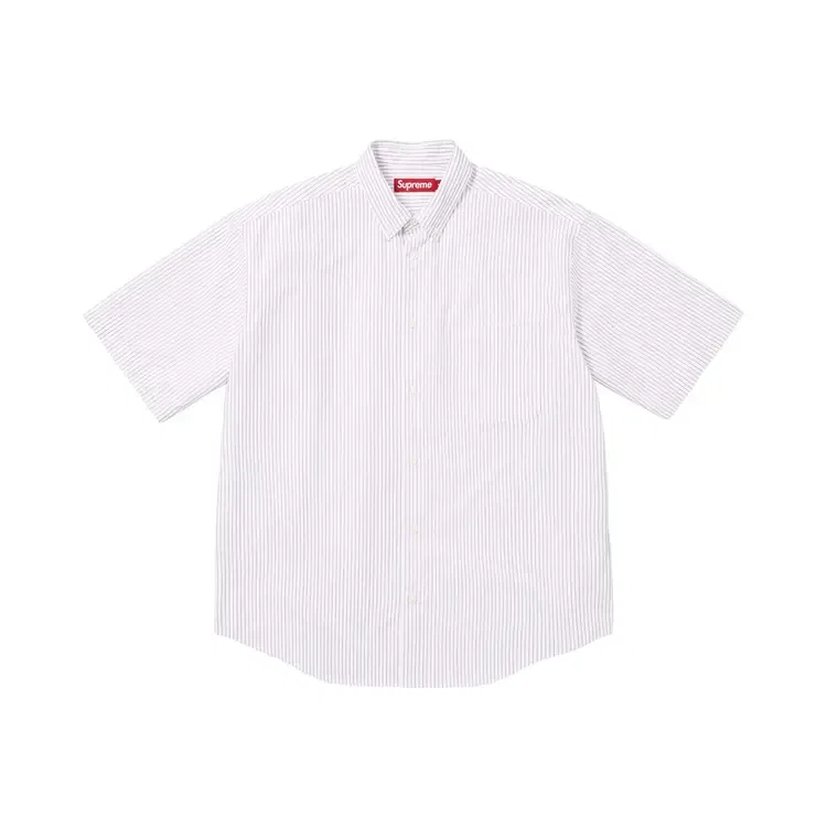 Рубашка свободного кроя с коротким рукавом в полоску Supreme Oxford, белый