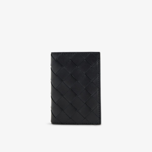 

Кошелек кожаный Bottega Veneta Intrecciato с двумя отделениями, черный