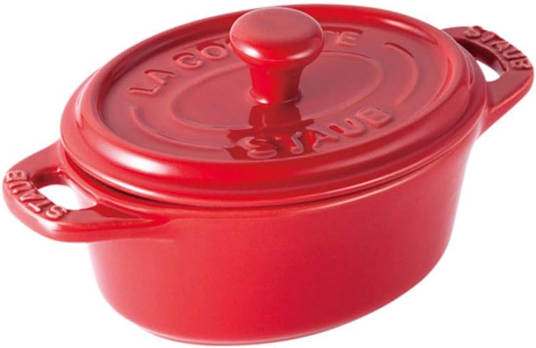 

Staub Ceramic Cocotte Oval 40511-869 Керамическая овальная пара мини-кокоток, вишня, 4,3 дюйма (11 см), набор из 2 шт., термостойкий, контейнер для хранения, можно использовать в микроволновой печи, Cherry 4.3 Inches (11 Cm), Set Of 2