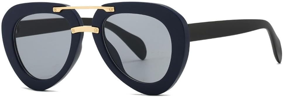 

Мужские солнцезащитные очки с двойной перемычкой, модные градиентные оттенки, защита от УФ-излучения UV400; женские солнцезащитные очки в трендовом сине-зеленом цвете TKKTLLT, Dark Blue Light Gray