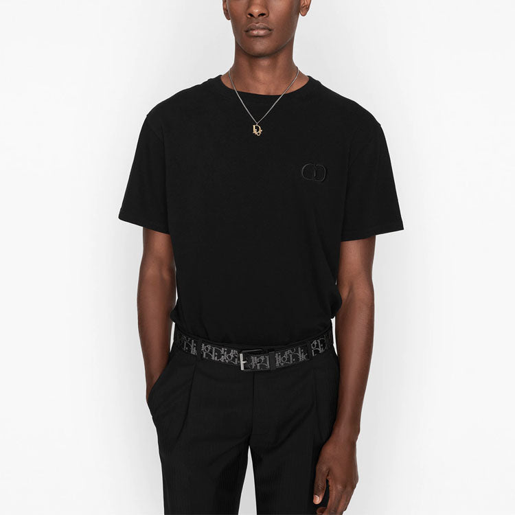 Футболка DIOR CD Icon Logo Embroidered Short-Sleeved Black 013J600A0589-C989, черный — фото 3