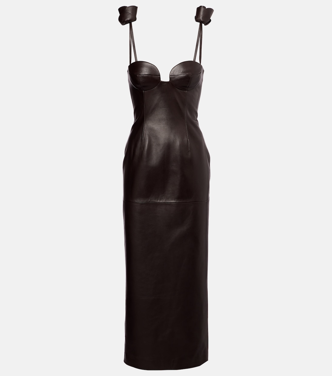 

Кожаное платье-бюстье с цветочной аппликацией Magda Butrym, коричневый