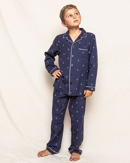 Пижамный комплект унисекс Portsmouth Anchors — Baby, Little Kid, Big Kid Petite Plume, цвет Blue — фото 2