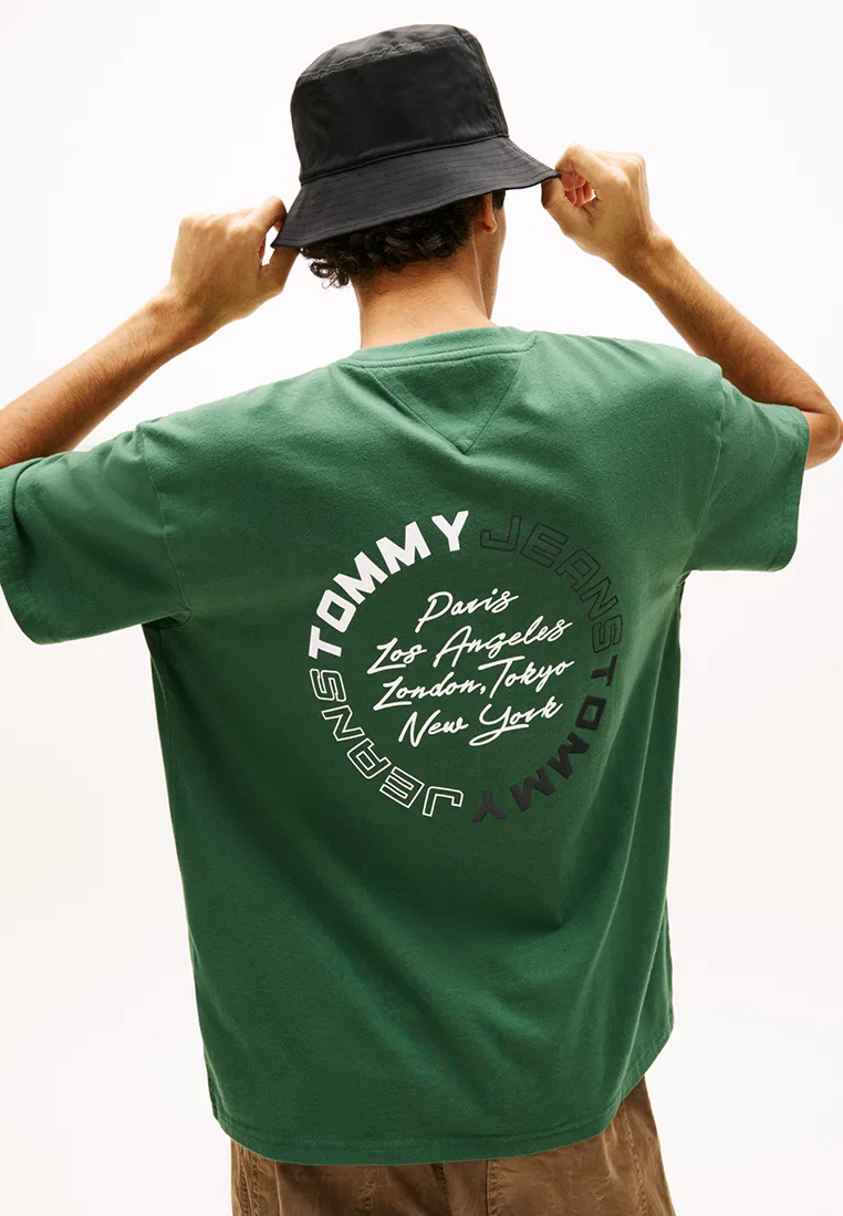 Футболка с круглым логотипом на спине, свободный крой, Tommy Jeans Tommy Hilfiger, зеленый — фото 3