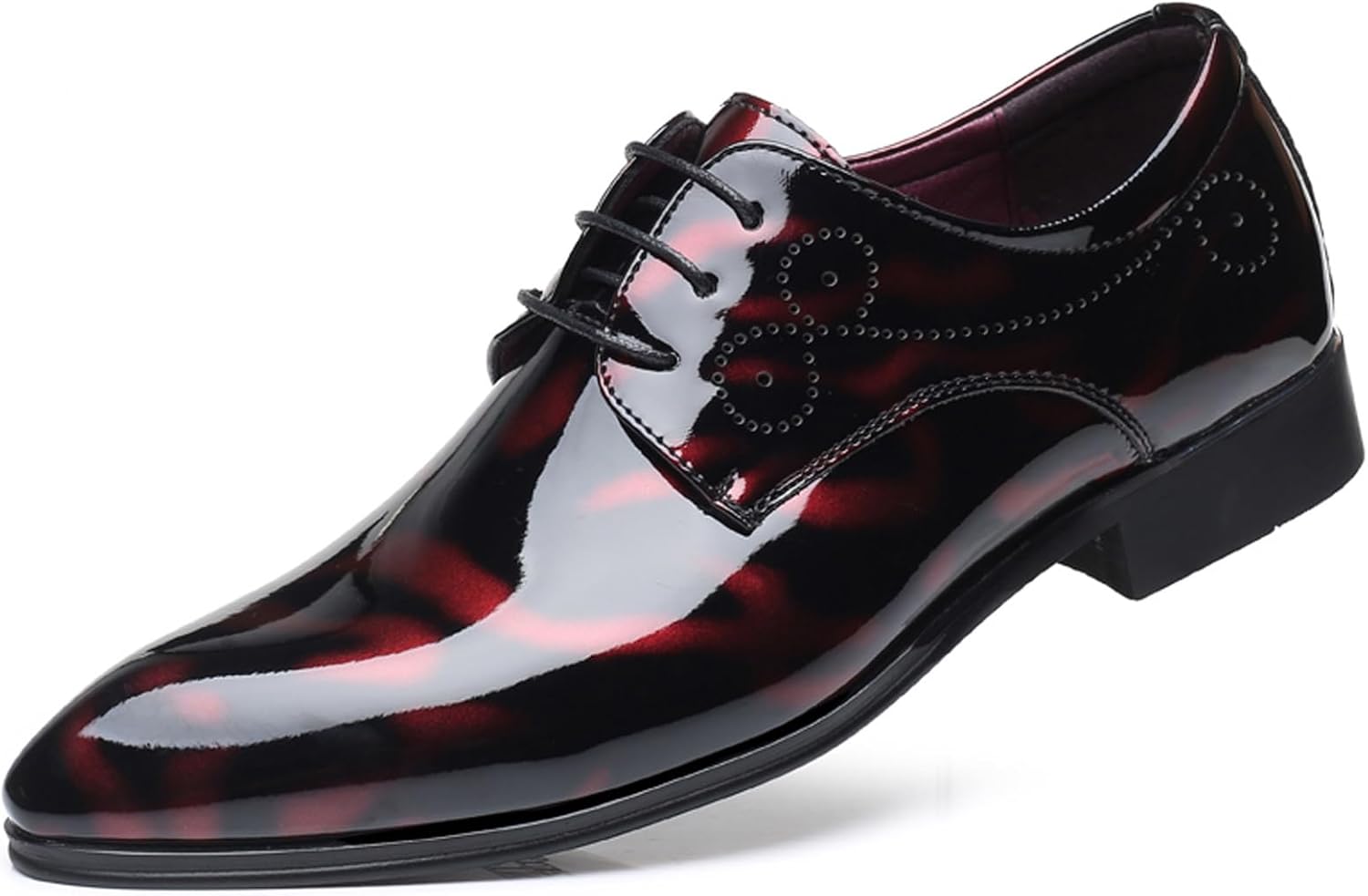 

Мужские большие размеры WUIWUIYU, шнурованные туфли-оксфорды из искусственной кожи для свадьбы, вечеринки или полуформального мероприятия, бордовый