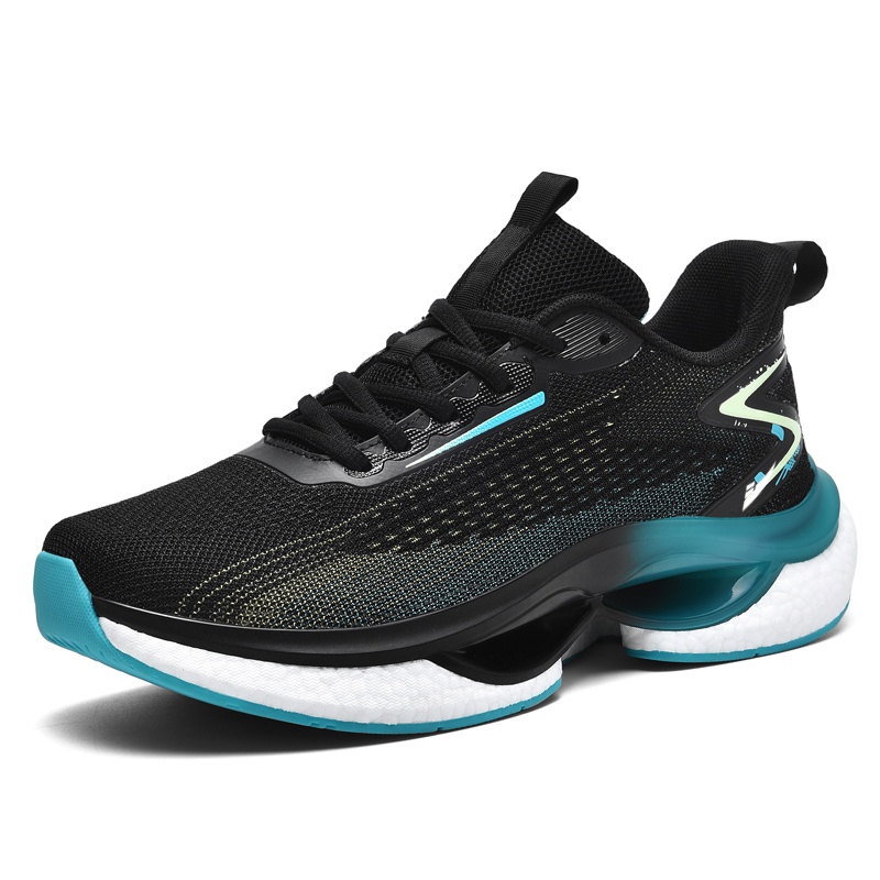

Kuding Дышащие легкие амортизирующие беговые кроссовки мужские черно-бирюзовые, цвет Black Turquoise