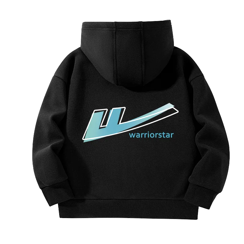 Толстовка с капюшоном утепленная унисекс WARRIOR, Black/H Gradient Blue K+H Gradient Pattern B