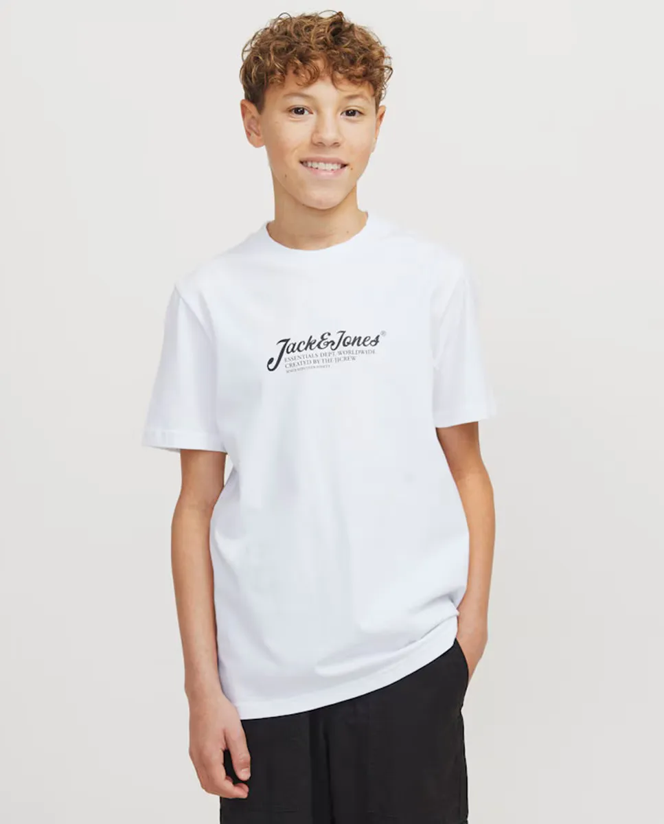 

Футболка для мальчика с короткими рукавами и принтом спереди Jack & Jones, белый