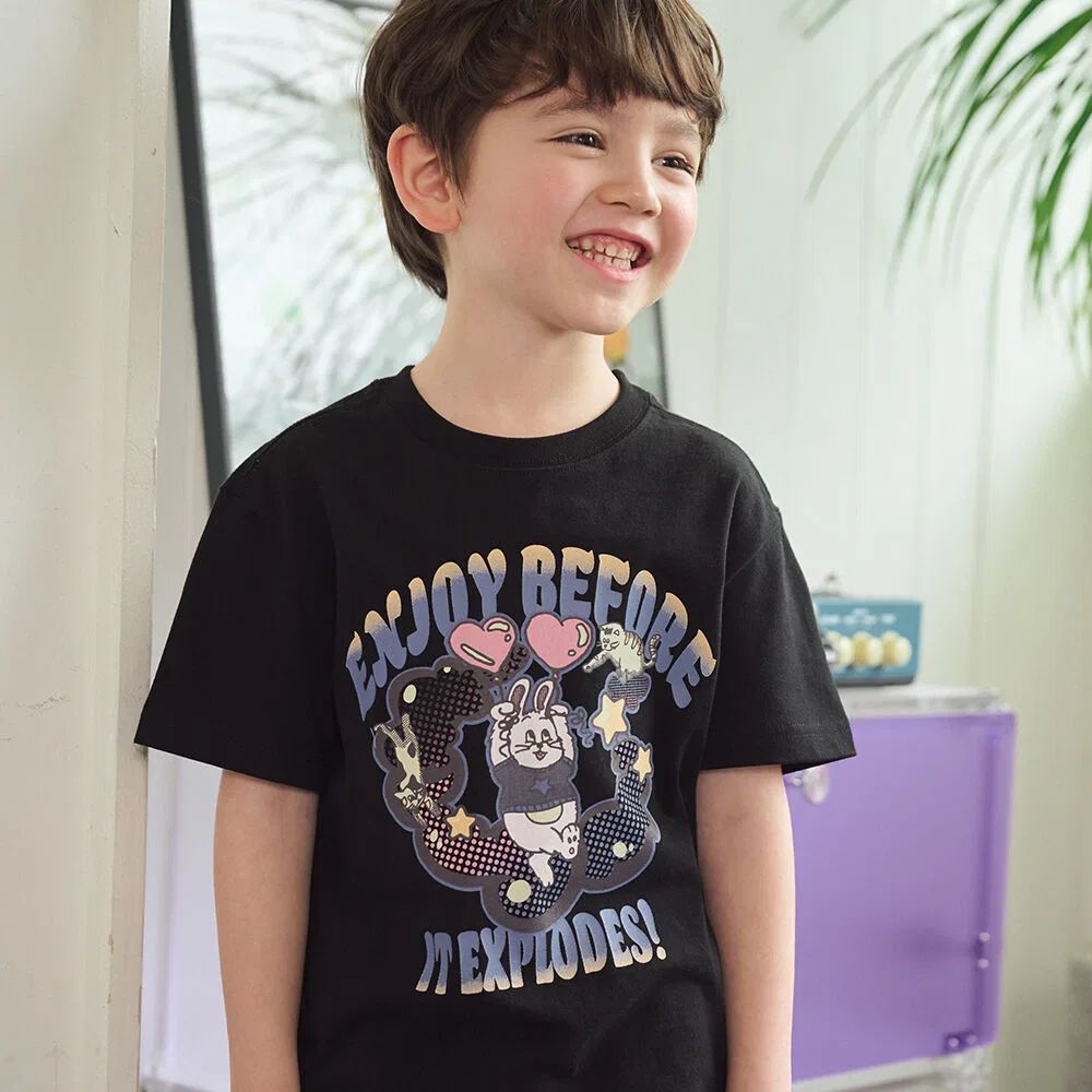 Детская футболка с коротким рукавом Explore Bunny чёрная от Cpgn Kids