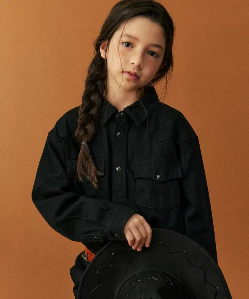 Детская джинсовая рубашка MUSINSA STANDARD KIDS чёрная