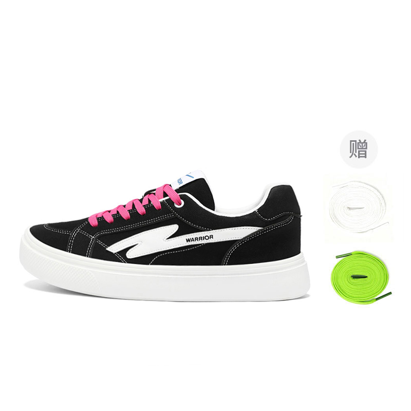 

Дышащие легкие низкие кроссовки износостойкие на платформе Unisex Canvas WARRIOR, черный белый (magenta/neon зеленый/белый shoelace)