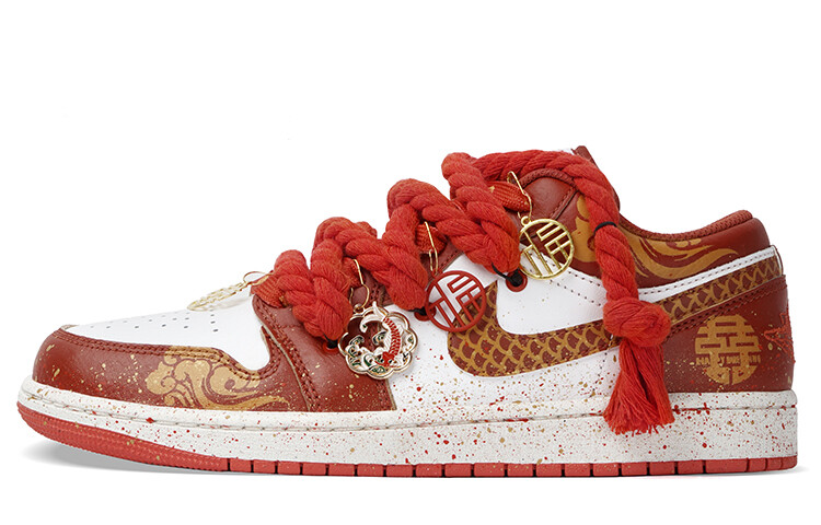 

Кроссовки Air Jordan 1 Vintage Basketball Shoes Men Low-top Red/White, красный