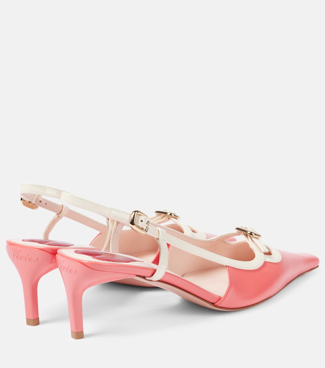 Кожаные туфли-лодочки Viv' Canard 55 с открытой пяткой Roger Vivier, Porcelaine Rose + Cire — фото 2
