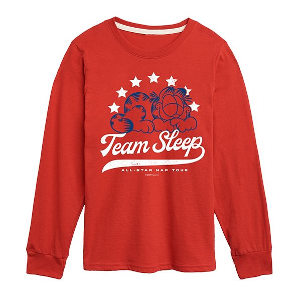 

Футболка с длинным рукавом Garfield Team Sleep All-Star Nap Tour для мальчиков 8-20 Licensed Character, Red