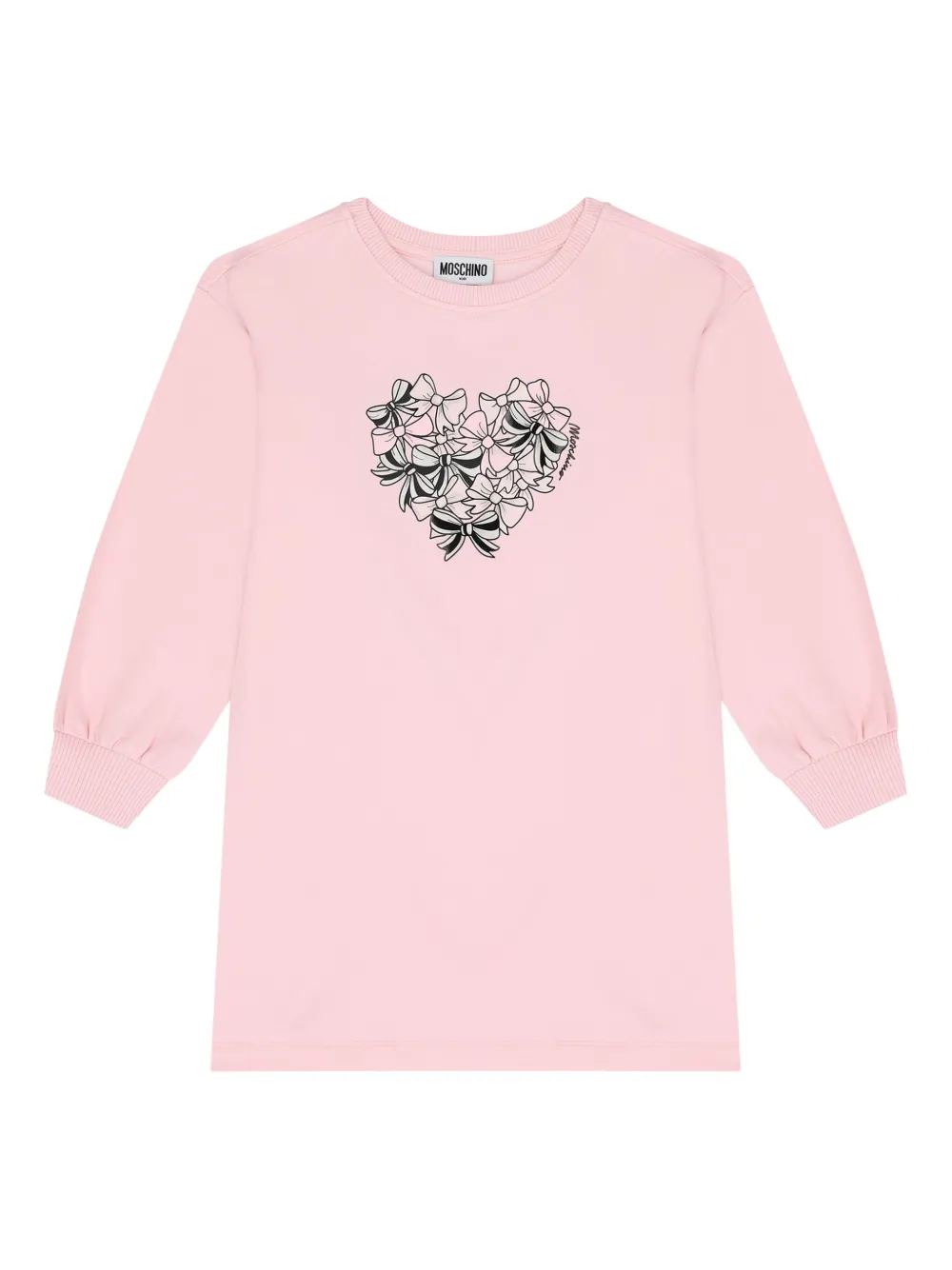 

Платье из хлопка с принтом в виде сердечек Moschino Kids, розовый