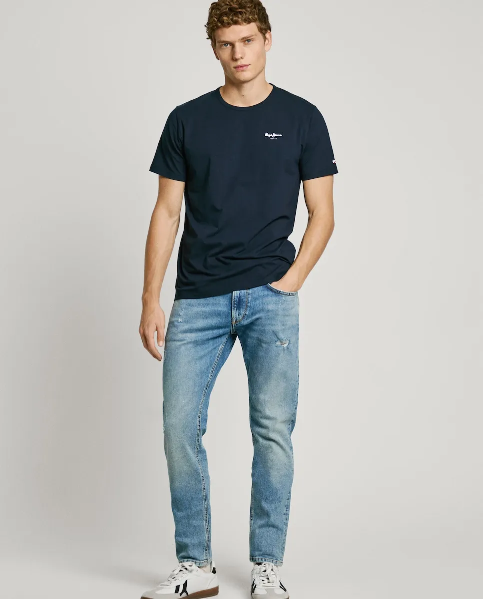 

Мужские джинсы Stanley зауженного кроя с рваными деталями Pepe Jeans, синий