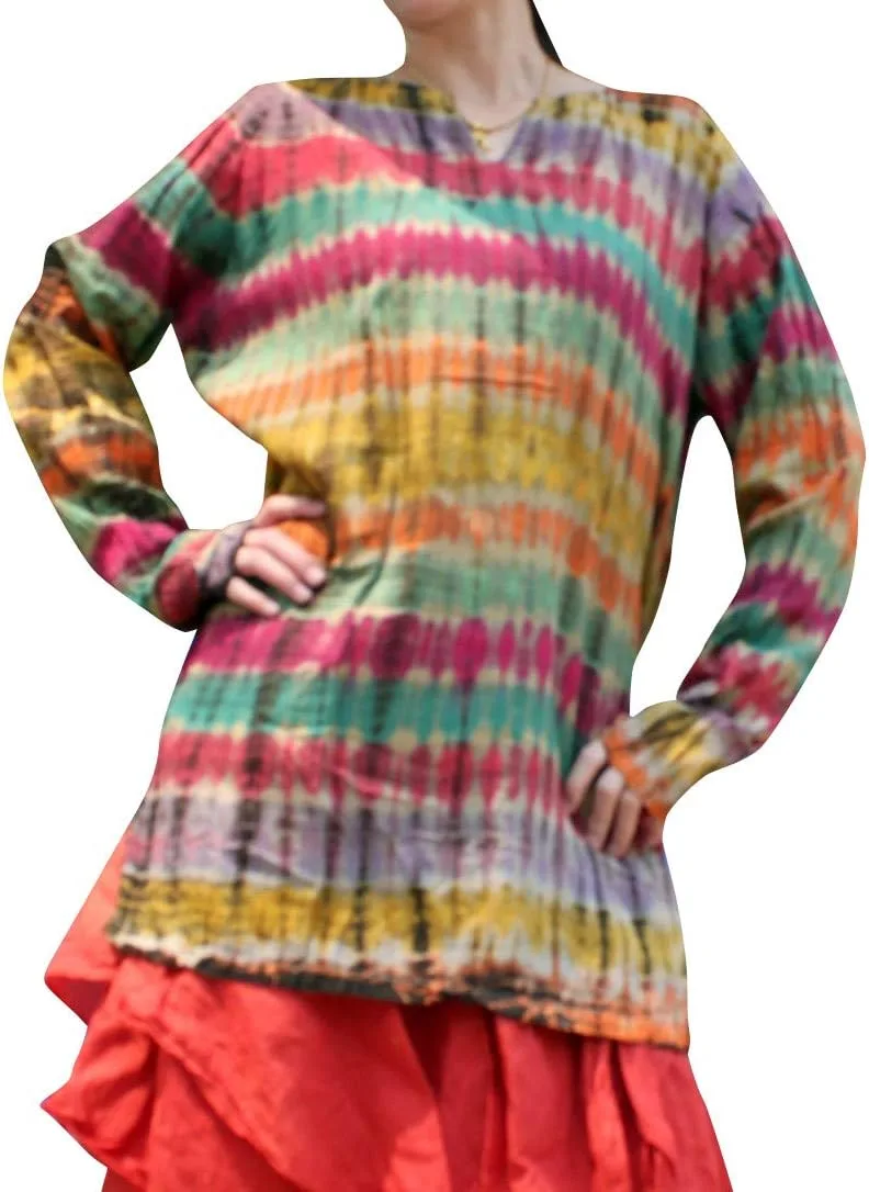 

Футболка Full Funk с круглым вырезом и длинными рукавами, тай-дай