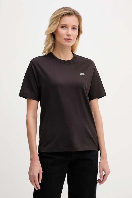 

Хлопковая футболка Lacoste, коричневый